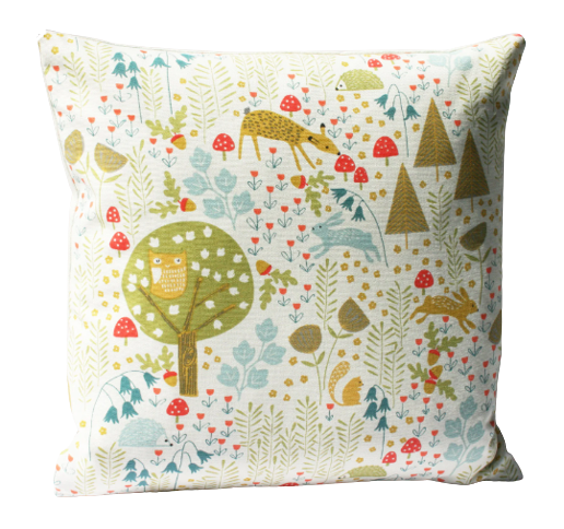 Woodland design multicoloured cushion