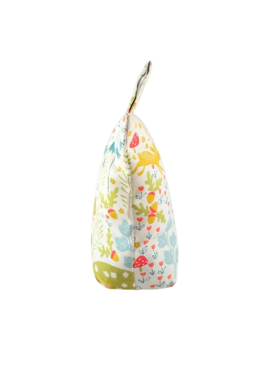 Multicoloured woodland print door stop