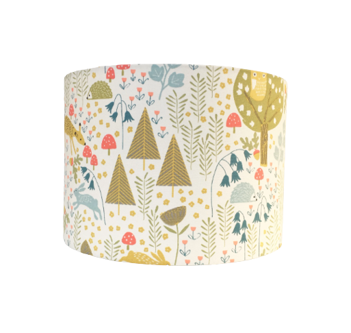 Multicoloured woodland print lampshade